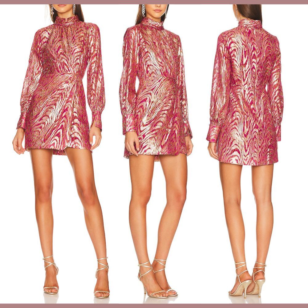 NWT $595 JONATHAN SIMKHAI [ 2 ] Halen‎ Moire Fil Coupe Draped Mini Dress #6294